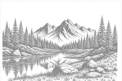 Stylish Mountain Landscape Art