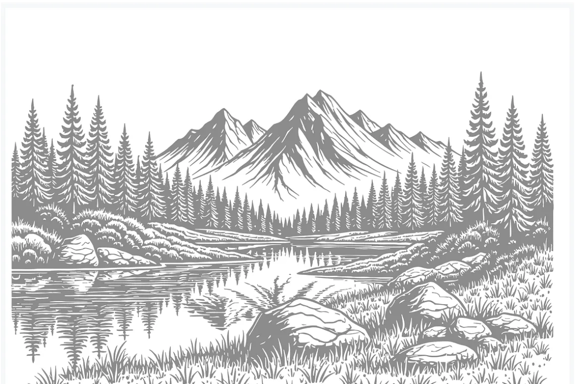 Stylish Mountain Landscape Art