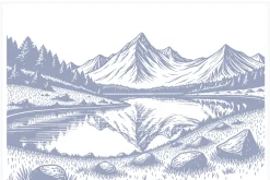 Stylish Mountain Landscape Art