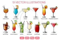 Summer Cocktails vector collection