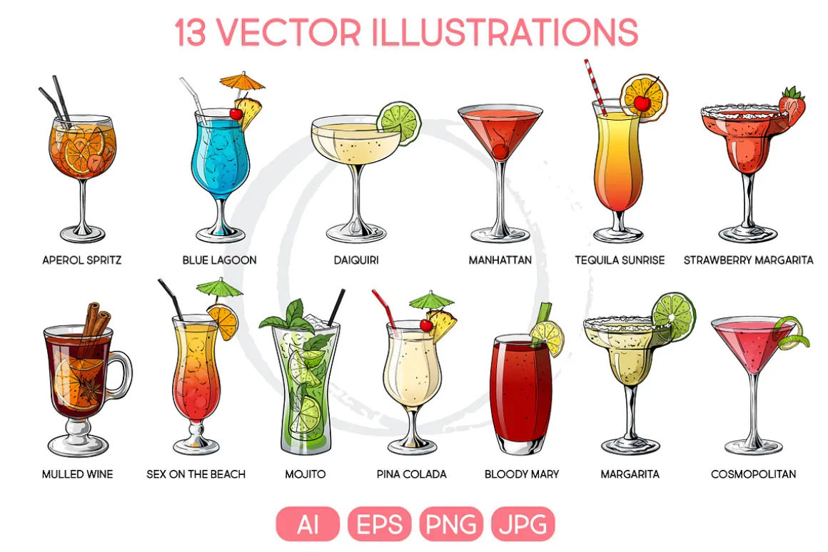 Summer Cocktails vector collection