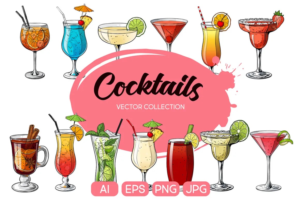 Summer Cocktails vector collection