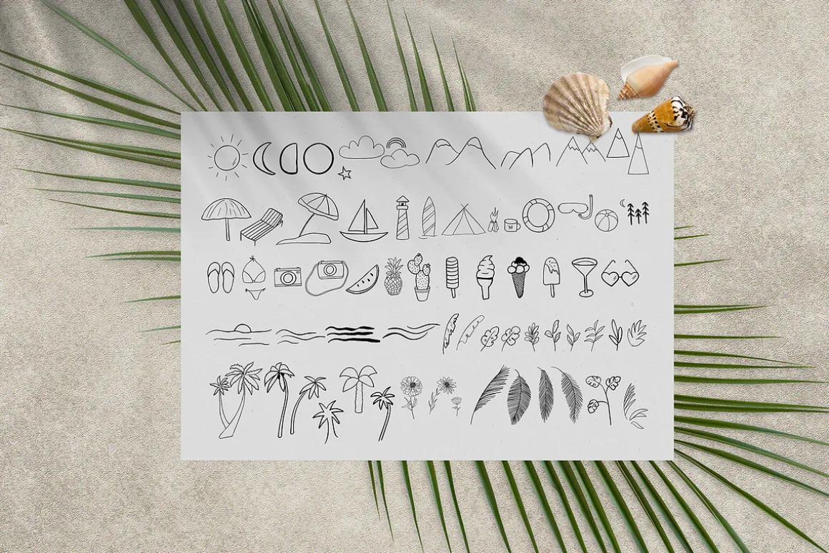 Summer Line Art Handdrawn Icons