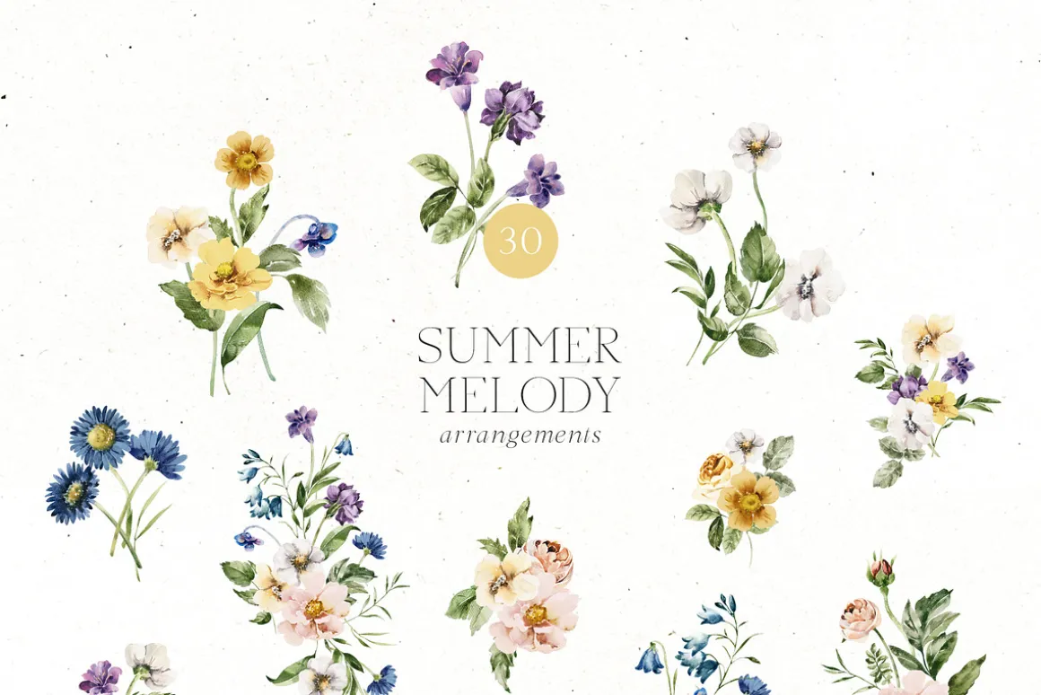 Summer Melody Watercolor Flowers