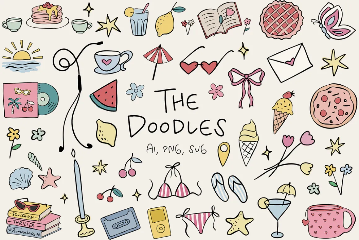 Summer Playlist Fonts & Doodles