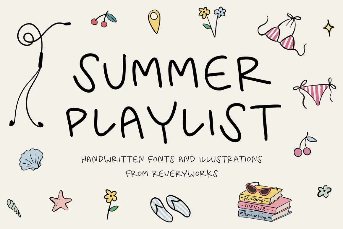 Summer Playlist Fonts & Doodles