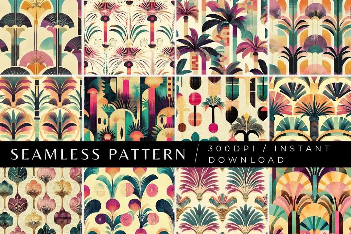 12 Sunset Deco Seamless Patterns
