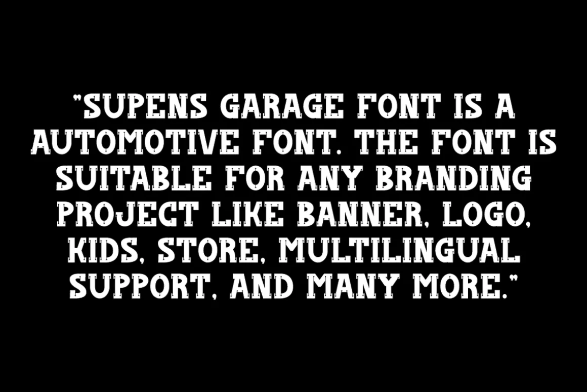 Supens Garage - Automotive Font