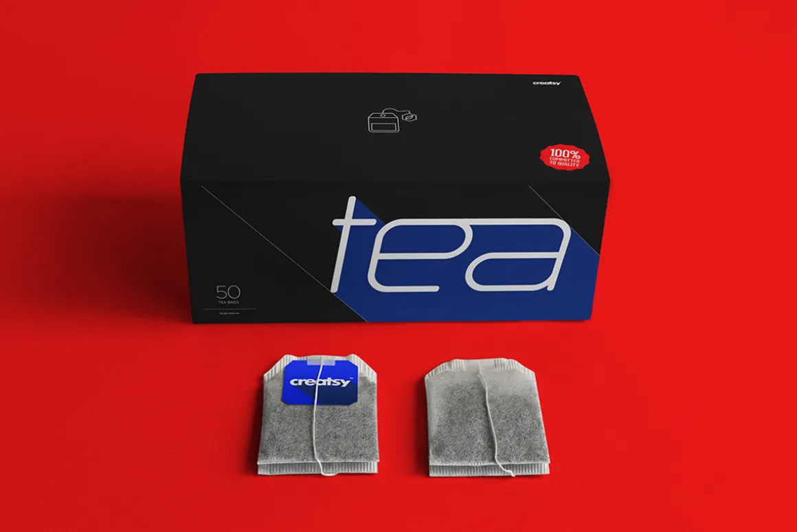 Tea Box and Tea Bag Label Mockup Set
