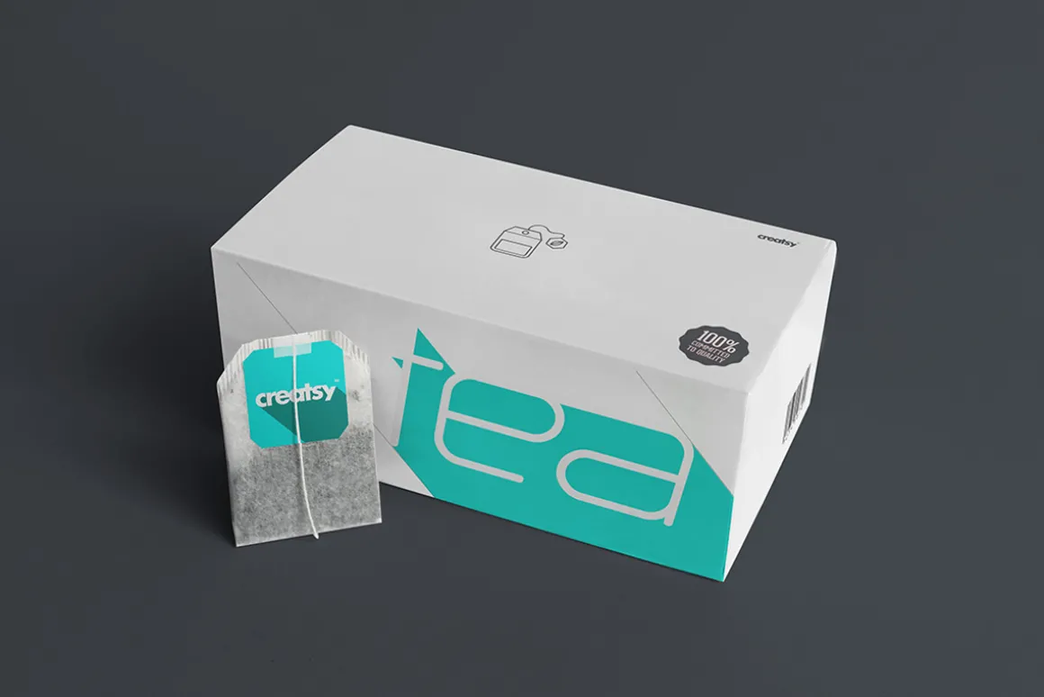 Tea Box and Tea Bag Label Mockup Set