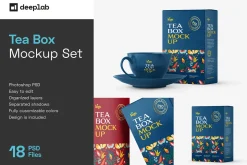 Tea Box Packaging Mockup Set