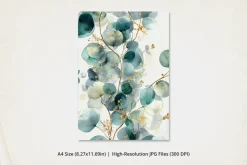 Teal Botanical Watercolor Wall Art