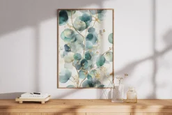 Teal Botanical Watercolor Wall Art