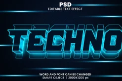 Techno 3d Editable Text Effect Style