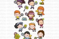 Tennis Clipart - Cute Kids Sports