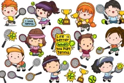 Tennis Clipart - Cute Kids Sports