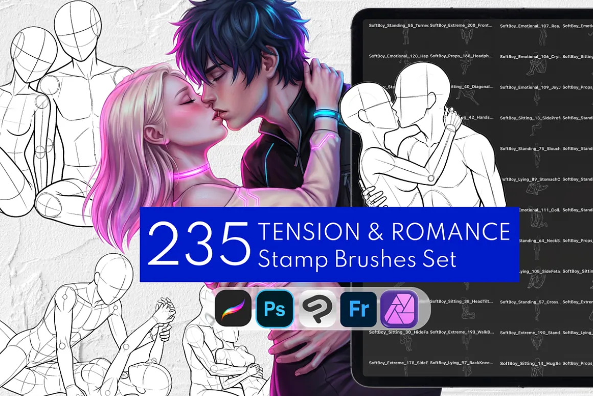 Tension&Romance Couple Poses Stamps