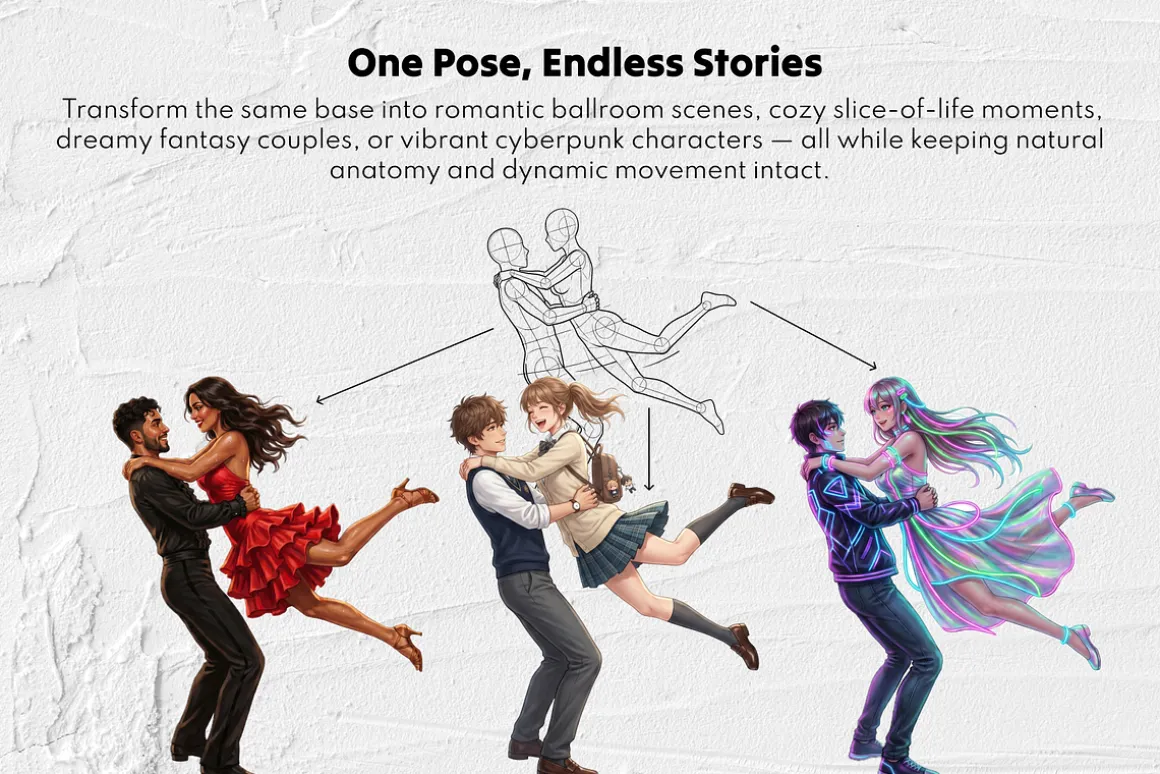 Tension&Romance Couple Poses Stamps