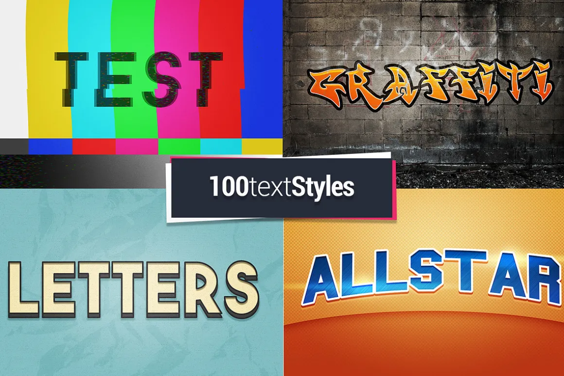 100 Text Styles PSD Effects Bundle