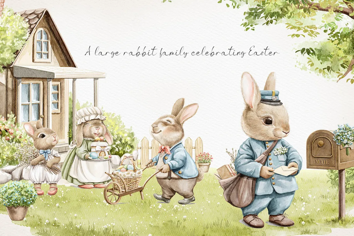 The Easter rabbit family