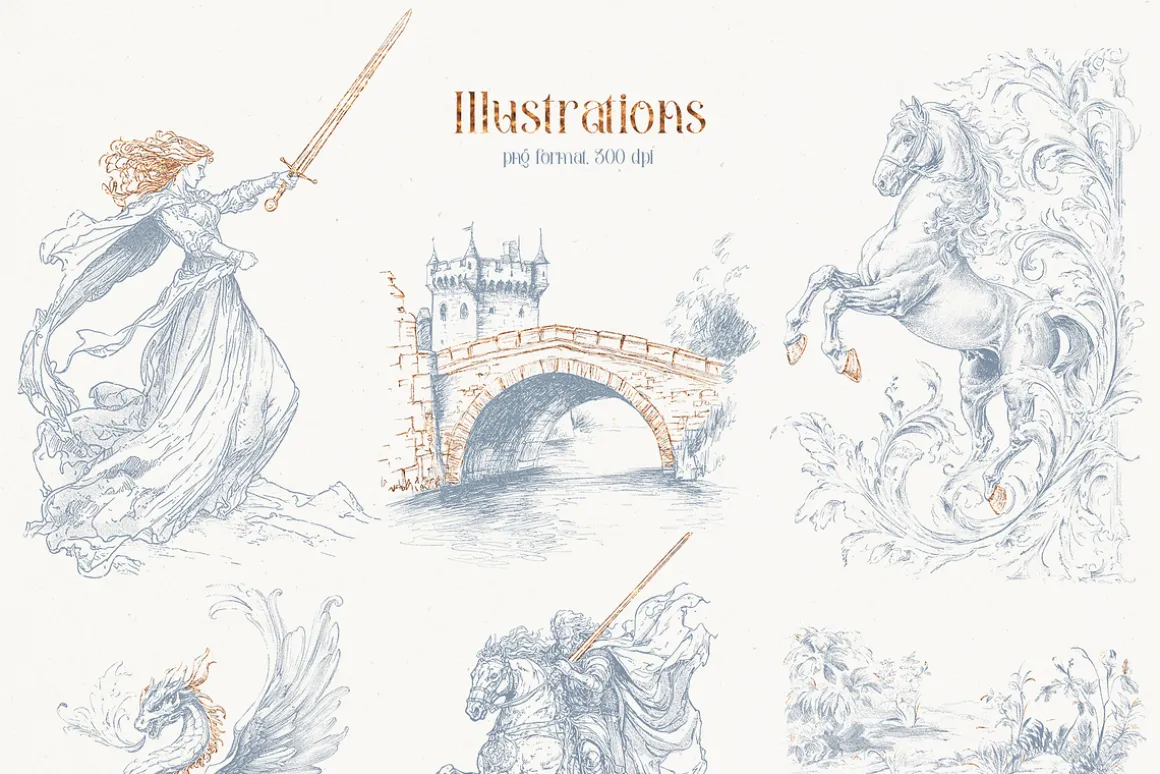 The romantic Middle Ages clipart set