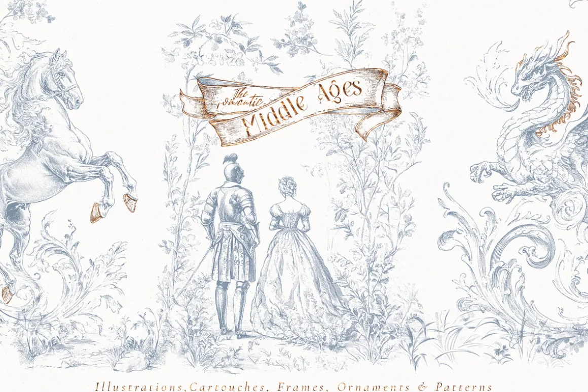 The romantic Middle Ages clipart set