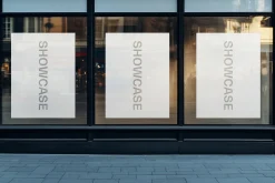 Three-Panel Window Poster Mockup