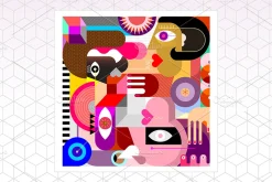 Three People Abstract Vector Artwork