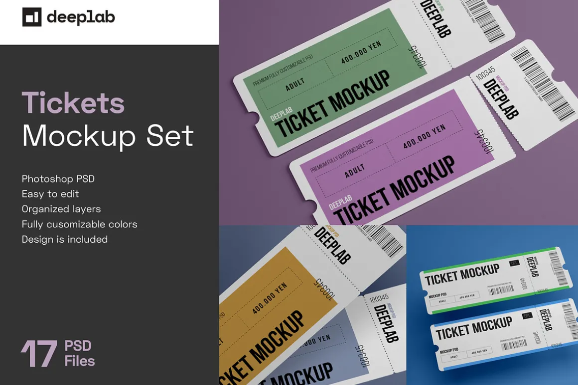 Tickets Mockup Set - 17 styles