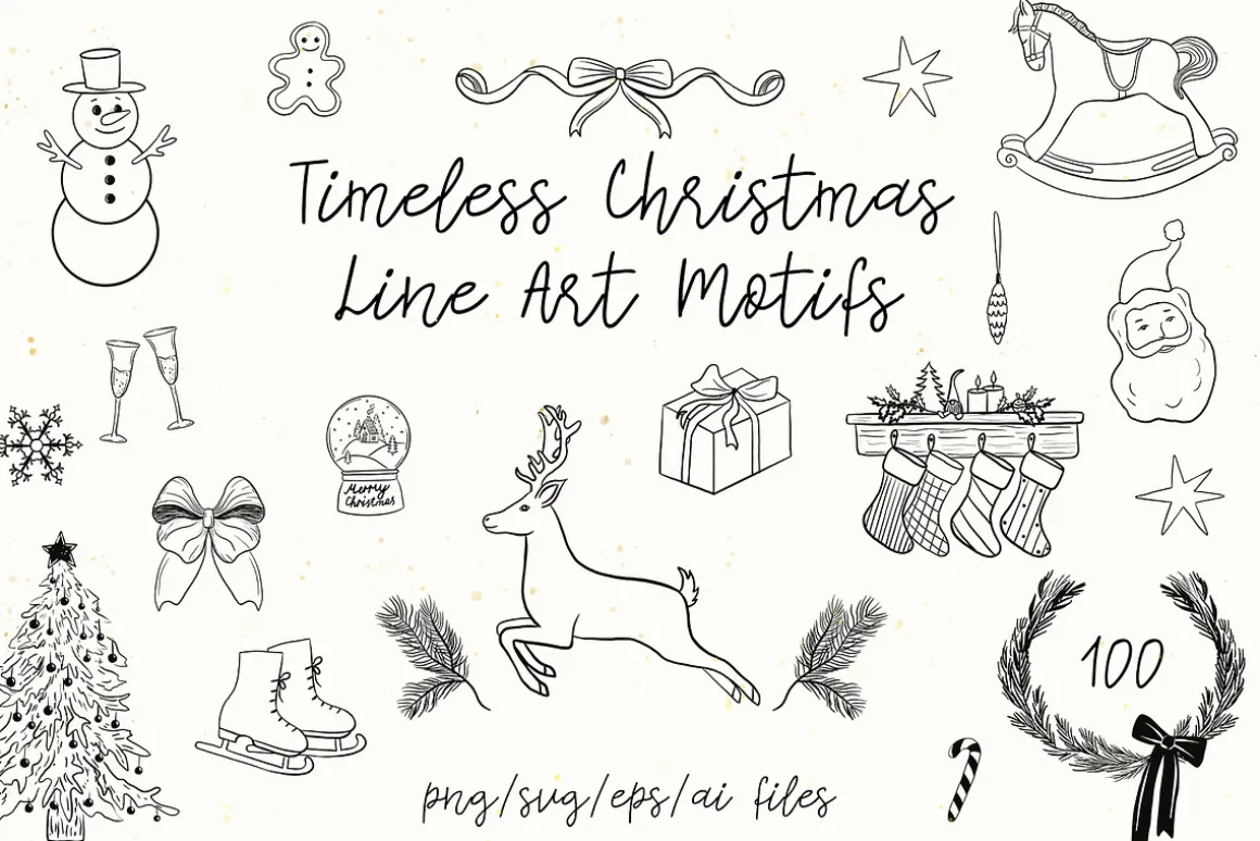 Timeless Christmas Line Art Motifs