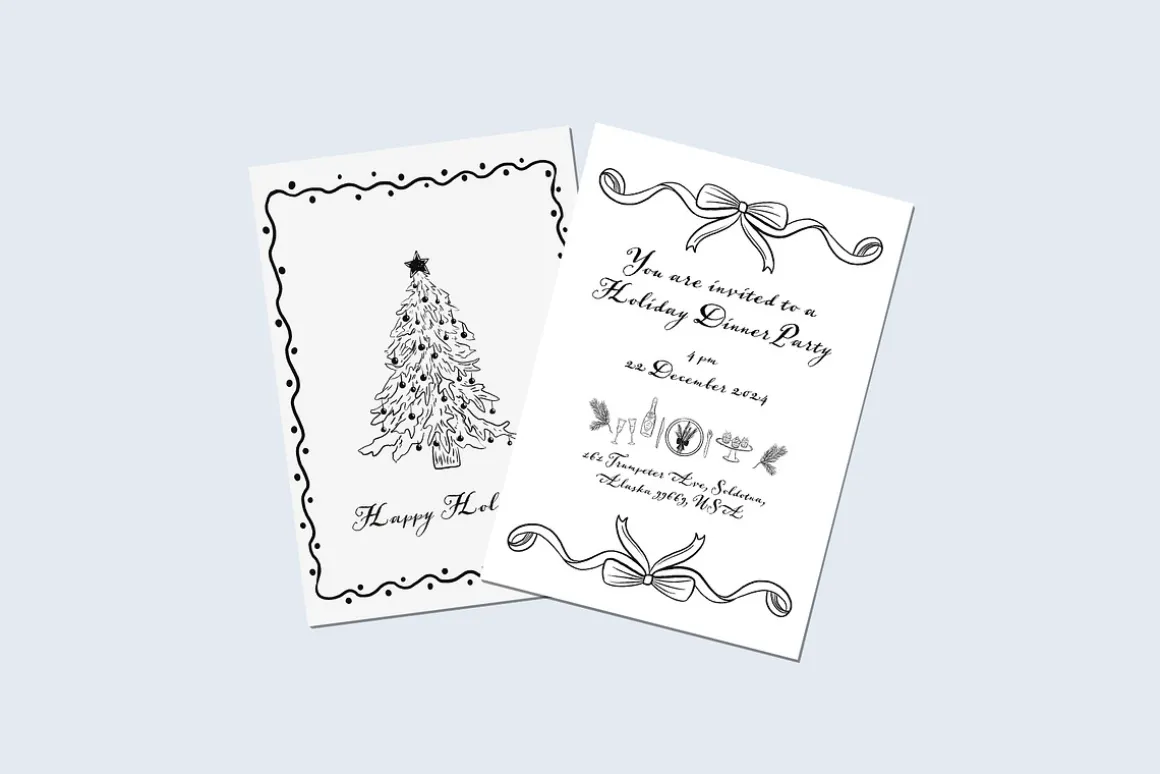 Timeless Christmas Line Art Motifs