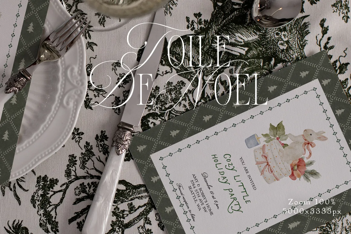 Toile De Noel Christmas Mockup