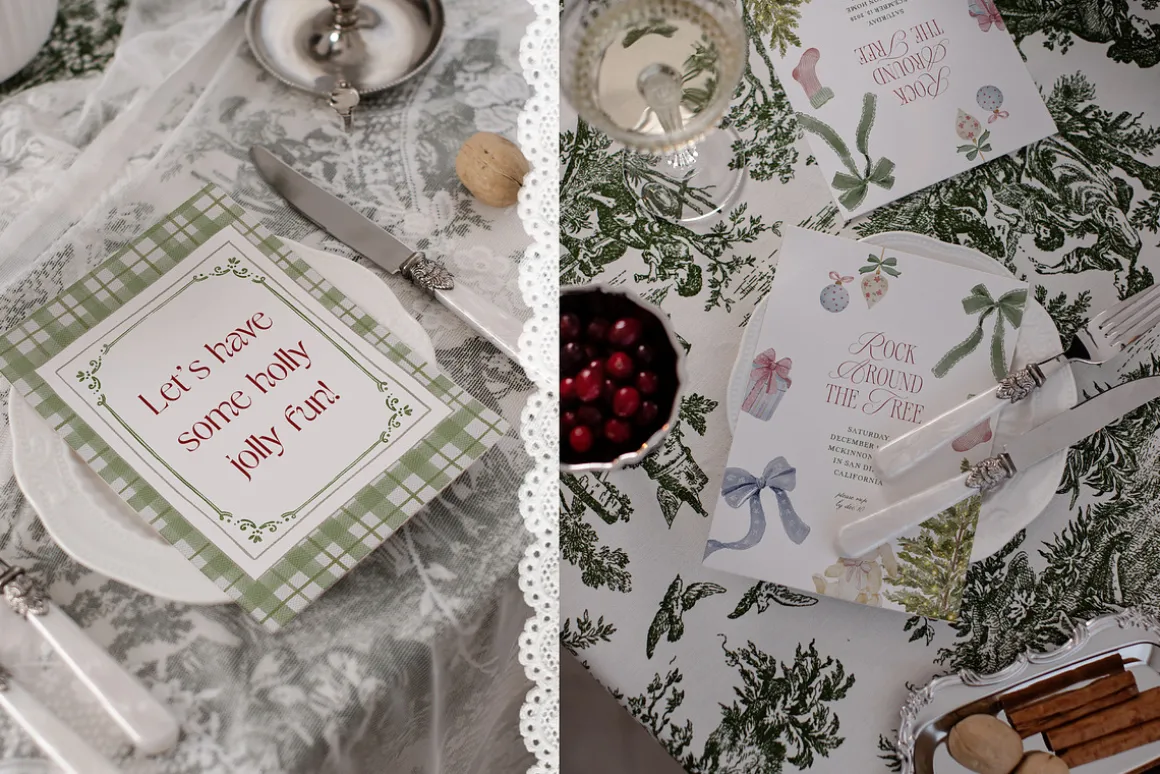 Toile De Noel Christmas Mockup