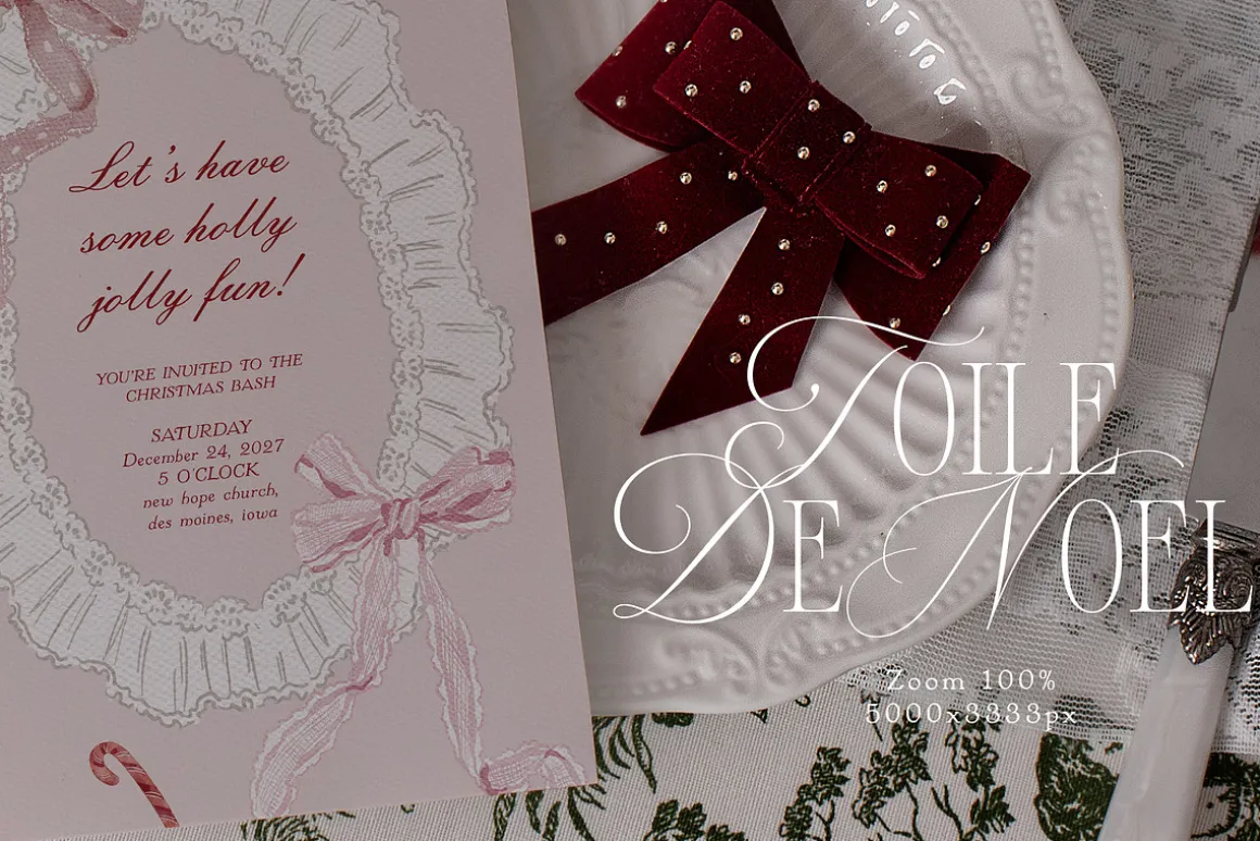 Toile De Noel Christmas Mockup