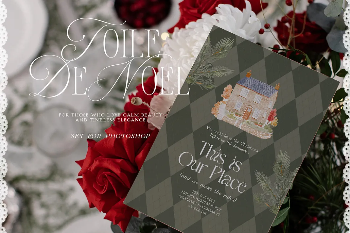Toile De Noel Christmas Mockup