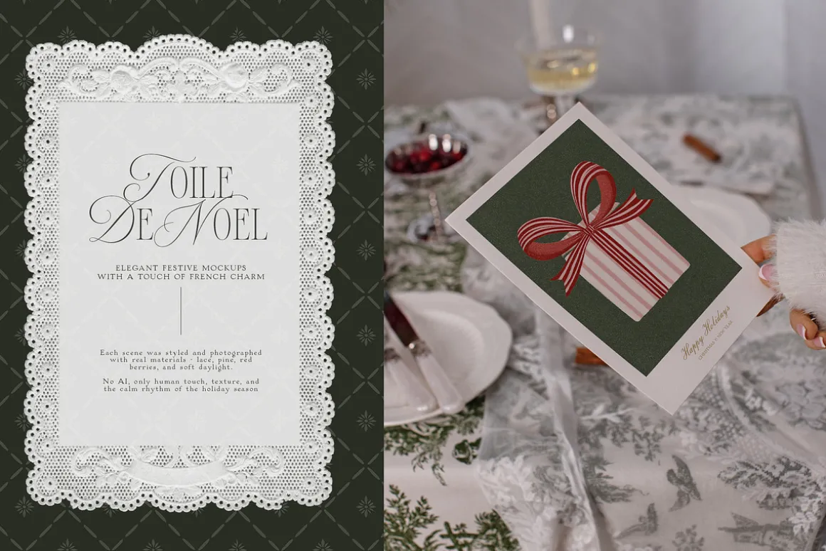 Toile De Noel Christmas Mockup
