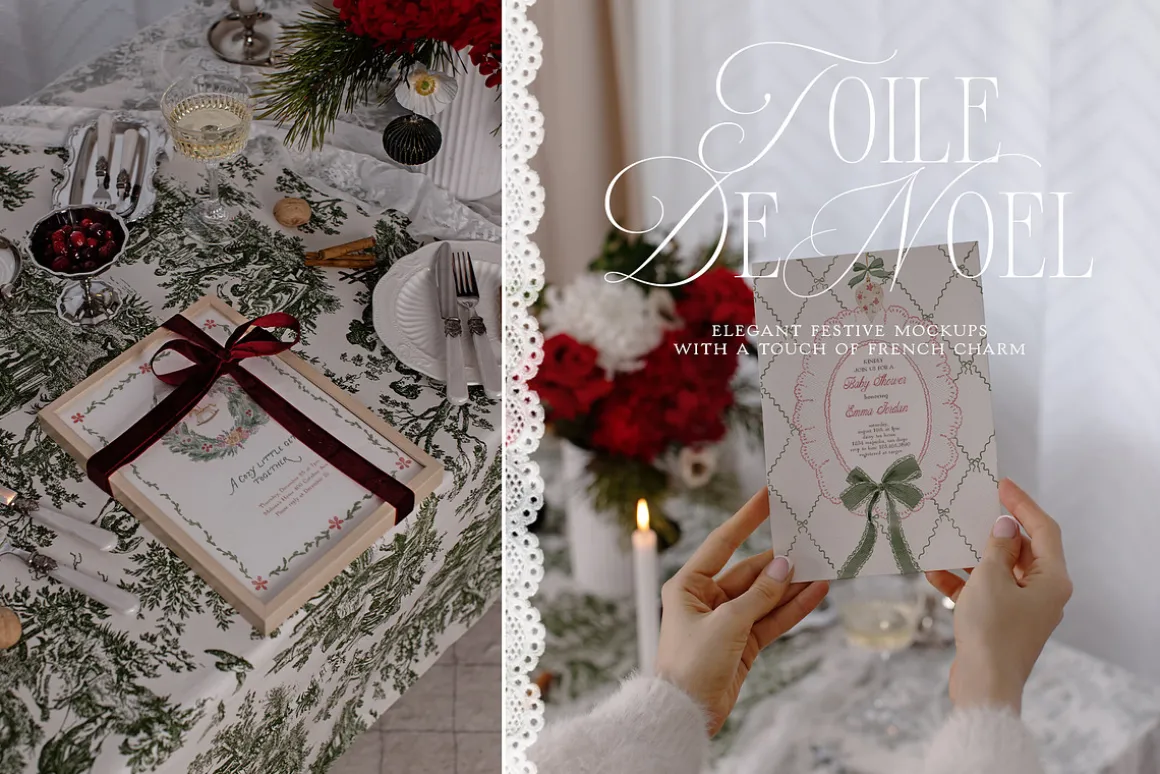 Toile De Noel Christmas Mockup