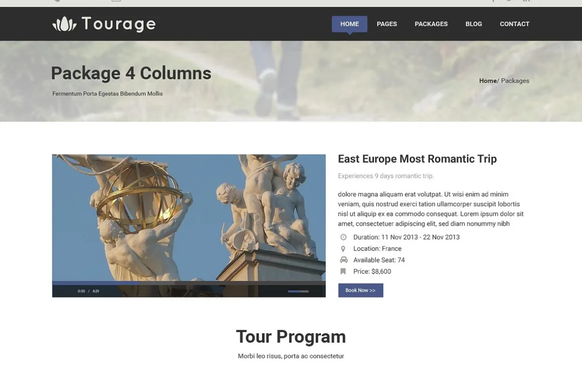 Tourage - PSD Website Template