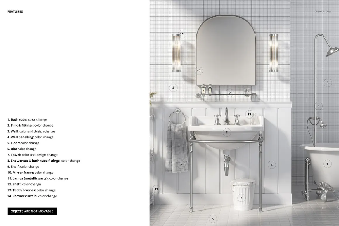 Traditional Style Bathroom Mockup