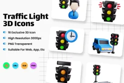 Traffic Light 3D Icons