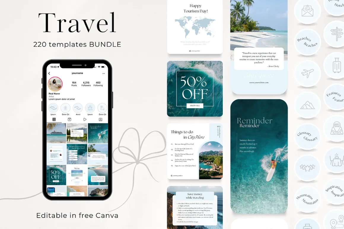 220 Travel Social Media BUNDLE
