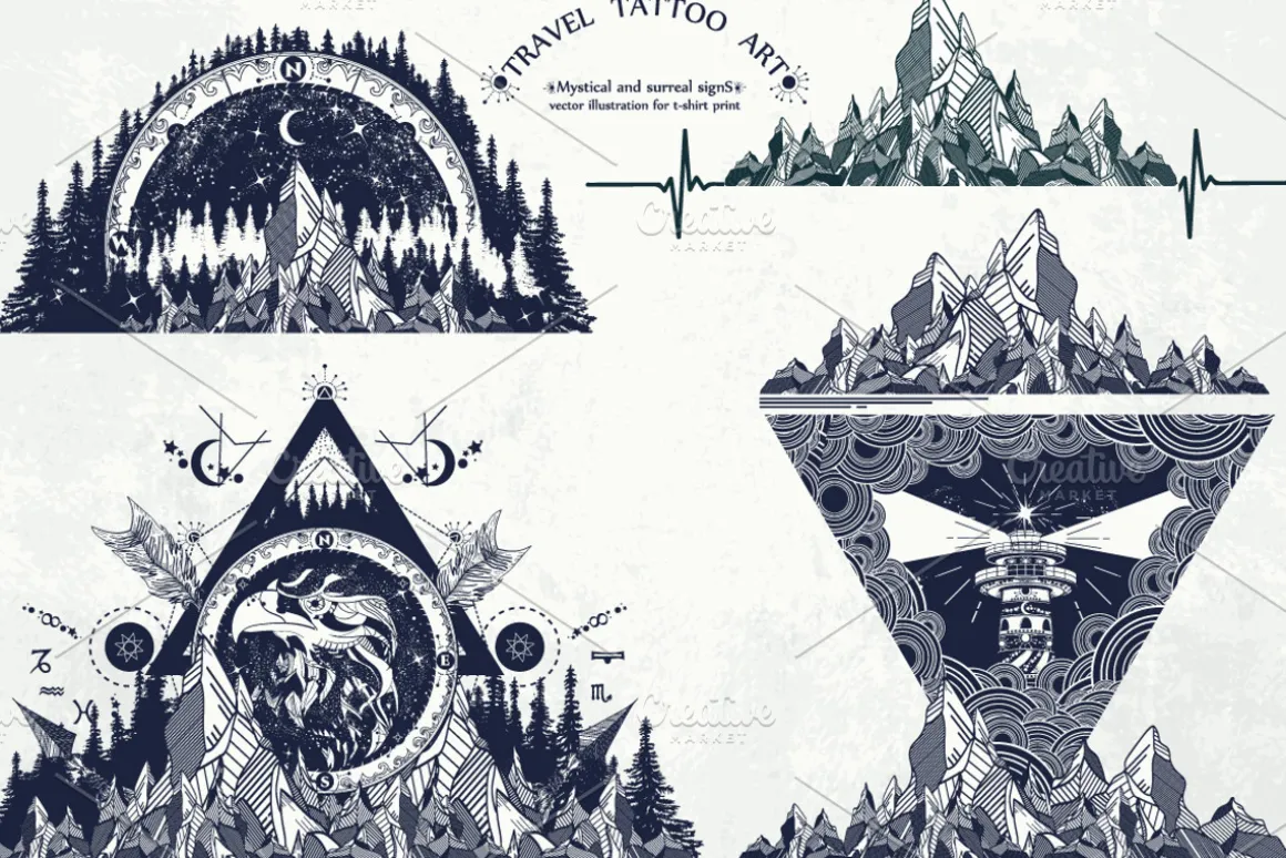 Travel tattoo collection