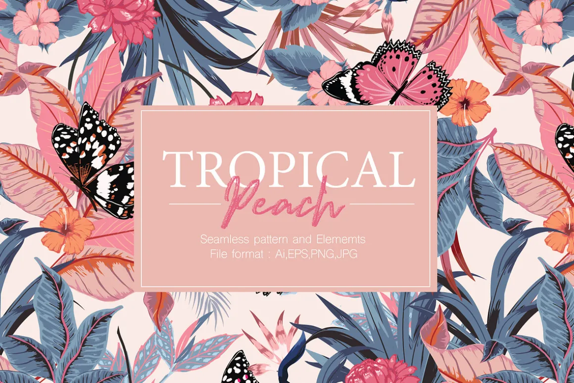 Tropical Peach seamless pattern
