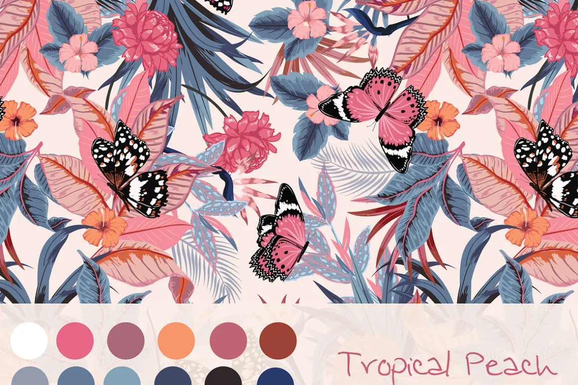 Tropical Peach seamless pattern