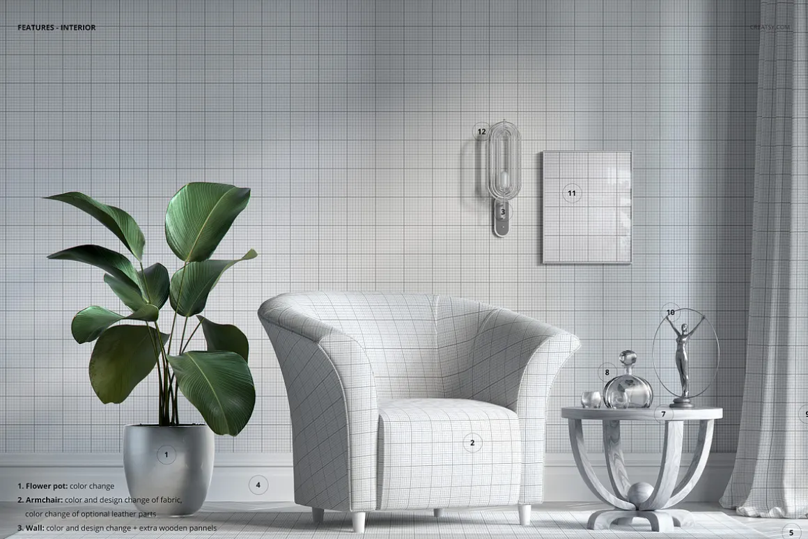 Tub Armchair Mockup Set