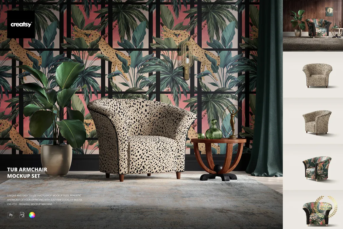 Tub Armchair Mockup Set