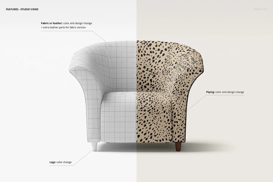 Tub Armchair Mockup Set