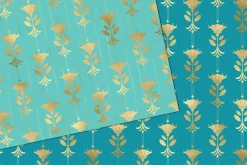 Turquoise & Gold Art Deco patterns