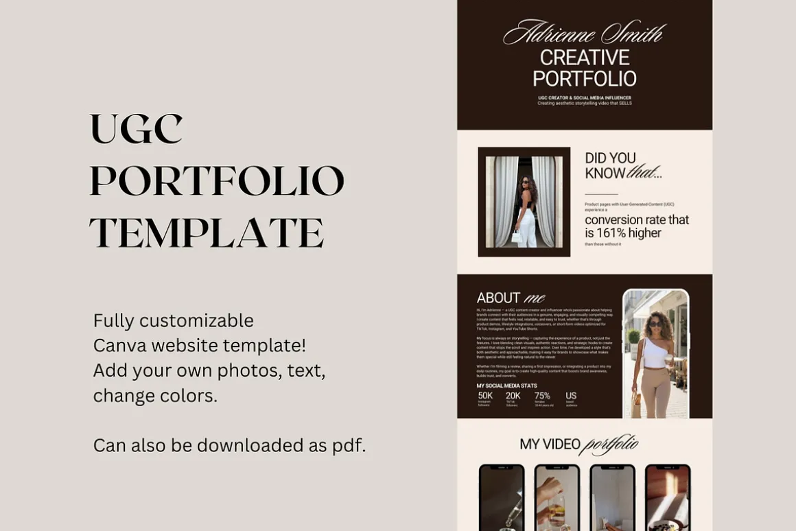 UGC Portfolio Canva Website Template