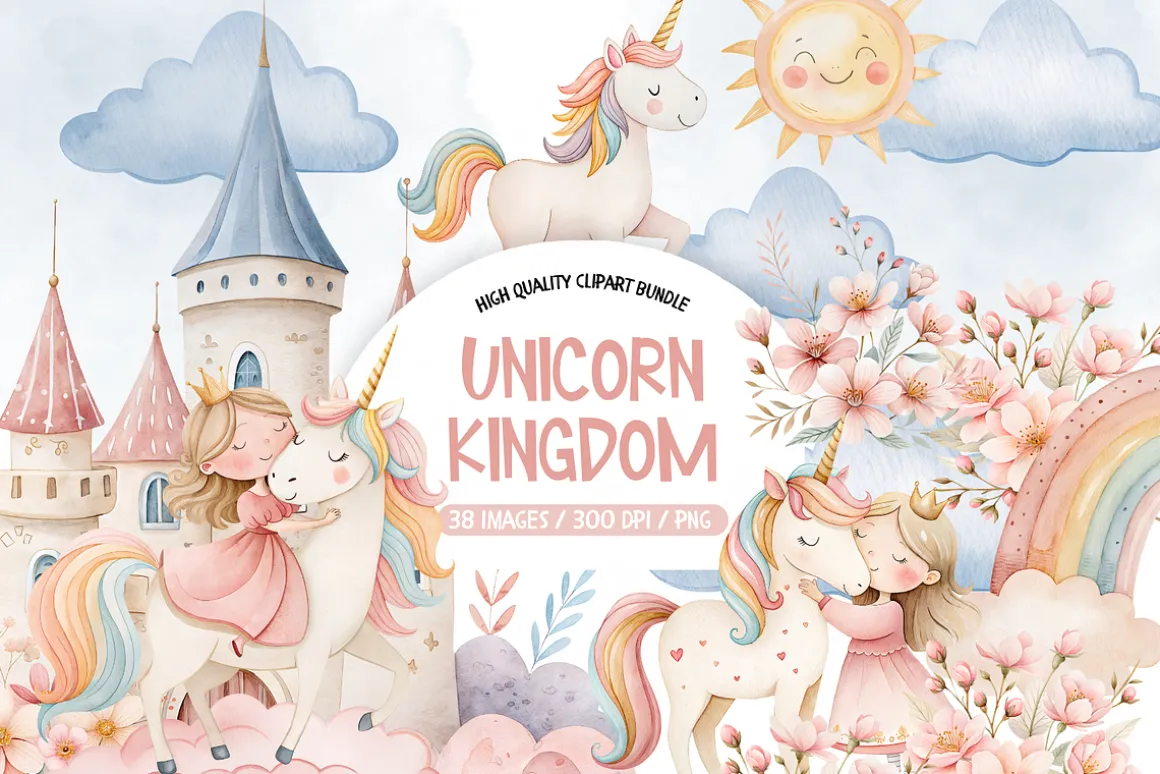 Unicorn And Princess Clipart